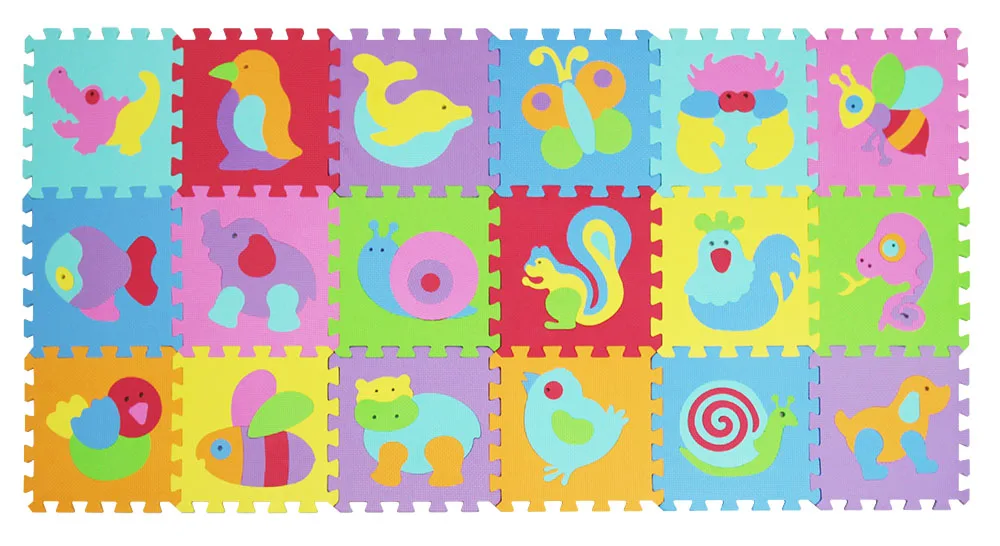 Meiqicool/детский коврик-пазл с изображением животных из пены EVA/18 или 36/Лот, блокирующая плитка для упражнений, напольный ковер для детей, каждый 30 см X 30 см - Цвет: 014019