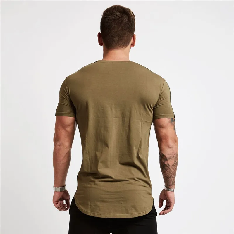 2018 NEW Sport T Shirt Men Cotton O-Neck Gym Training T shirt men Elastic tight Running T shirt Sport Bodybuilding Fitness shirt