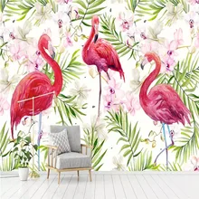 Современный минималистичный ручной росписью Фламинго тропический лес индивидуальный фон стены профессиональное производство обои