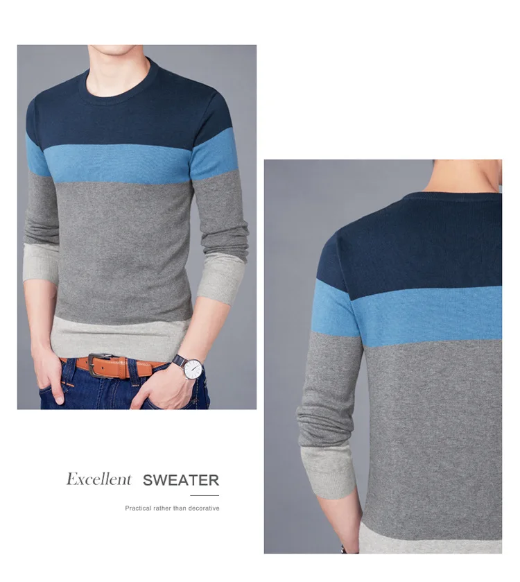 Осенний брендовый Мужской Повседневный свитер с круглым вырезом мужской пуловер вязаные мужские свитера пуловеры M-4XL YH15108