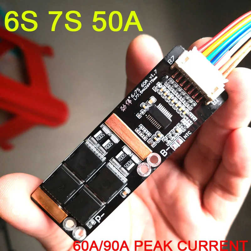 

7S 6S 50A 30A Li-ion Lithium Battery Protection Board 60A/90A lipo BMS 18650 cells for car washer electric drill vacuum cleaner