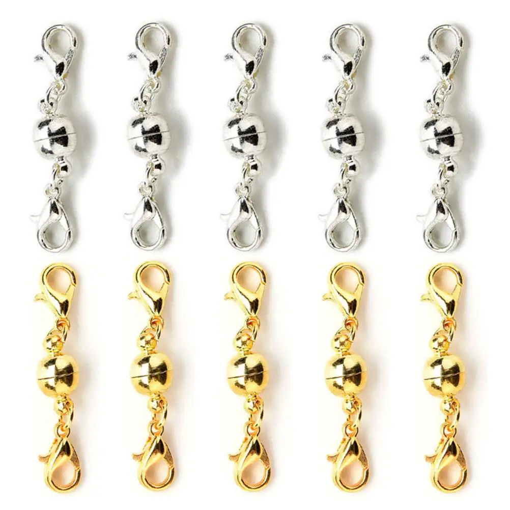 

10PCS Silver/Gold-Color Strong Paved Magnetic Clasps Jewelry Findings Magnetic Clasps Lobster Clasps for Necklace and Bracelets