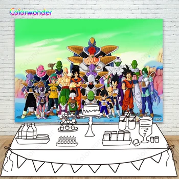 

Janpanese Animation DRAGON BALL Photography Backdrops Green Sky Cool Photo Background Fpr Boys Birthday Party Supplies Banner