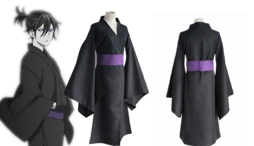 

Noragami Yato Full Set Black Kimono Yukata Cosplay Costume +Free Track
