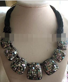 

11.25 UNIQUE! Paua Abalone Shell square necklace 20"nature Discount 35% #@
