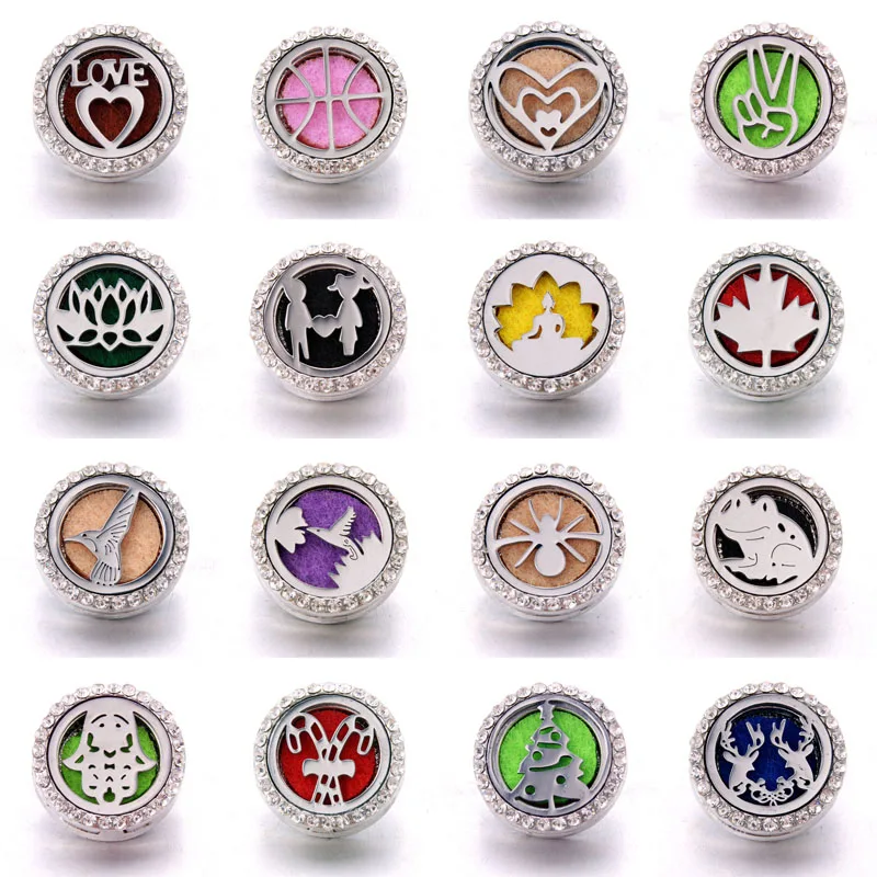 

New 18mm Aromatherapy Snap Buttons Perfume Locket Magnetic Stainless Steel Essential Oil Diffuser Snap Button Bracelet Jewelry