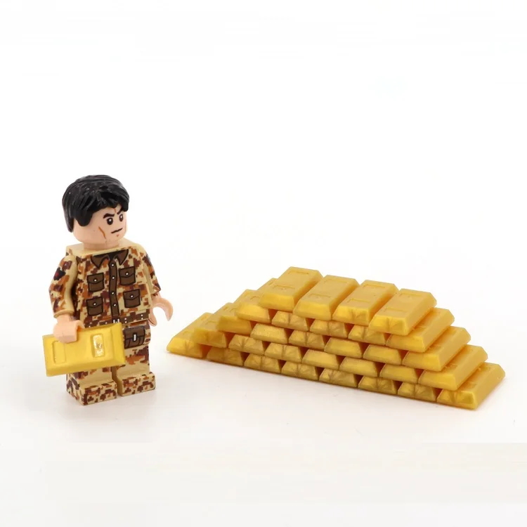 

10pcs Gold brick gold block DIY building blocks military weapons city Bricks playmobil mini figures original Educational Toys