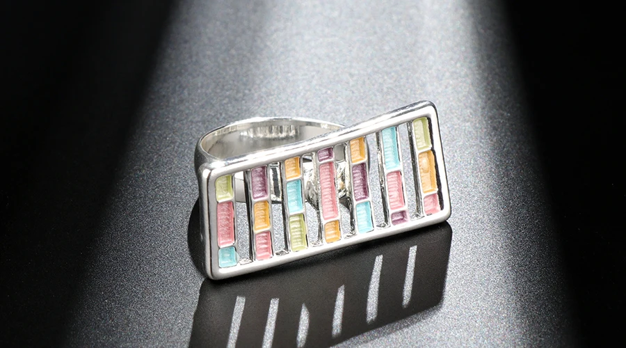 Kinel UniqueTrendy кольца с эмалью для женщин серебряный цвет длинные Индивидуальные вечерние кольца женские винтажные ювелирные изделия подарок девушке
