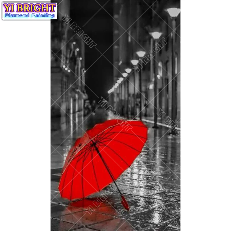 Diy diamond painting cross stitch &quotStreet Red Umbrella&quot Full Round Diamond embroidery Needlework Rhinestone Mosaic Crafts 1123 | Дом и