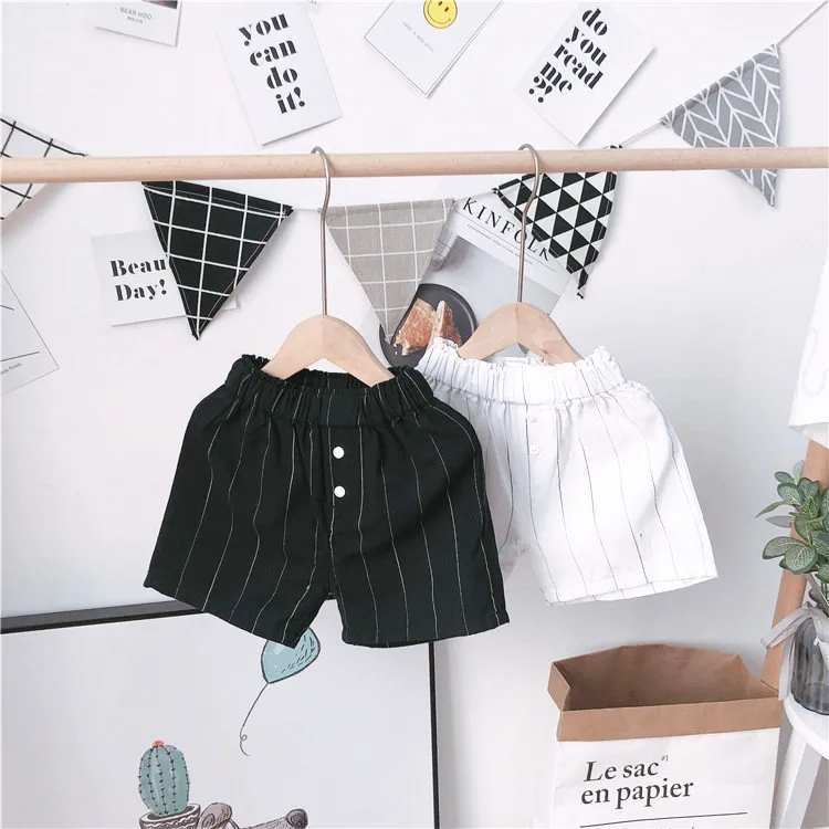 

Black white stripe fashion cool boys shorts high quality boutique summer baby shorts
