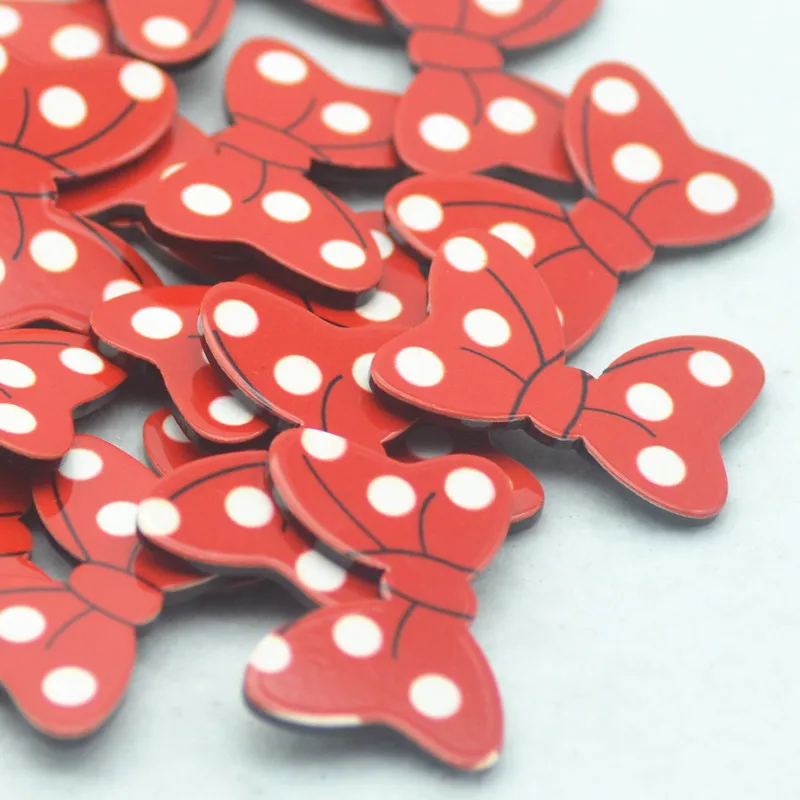 

23mm*34mm Red Dotted Resin Planar Bows 30PCS/Pack Free Shipping
