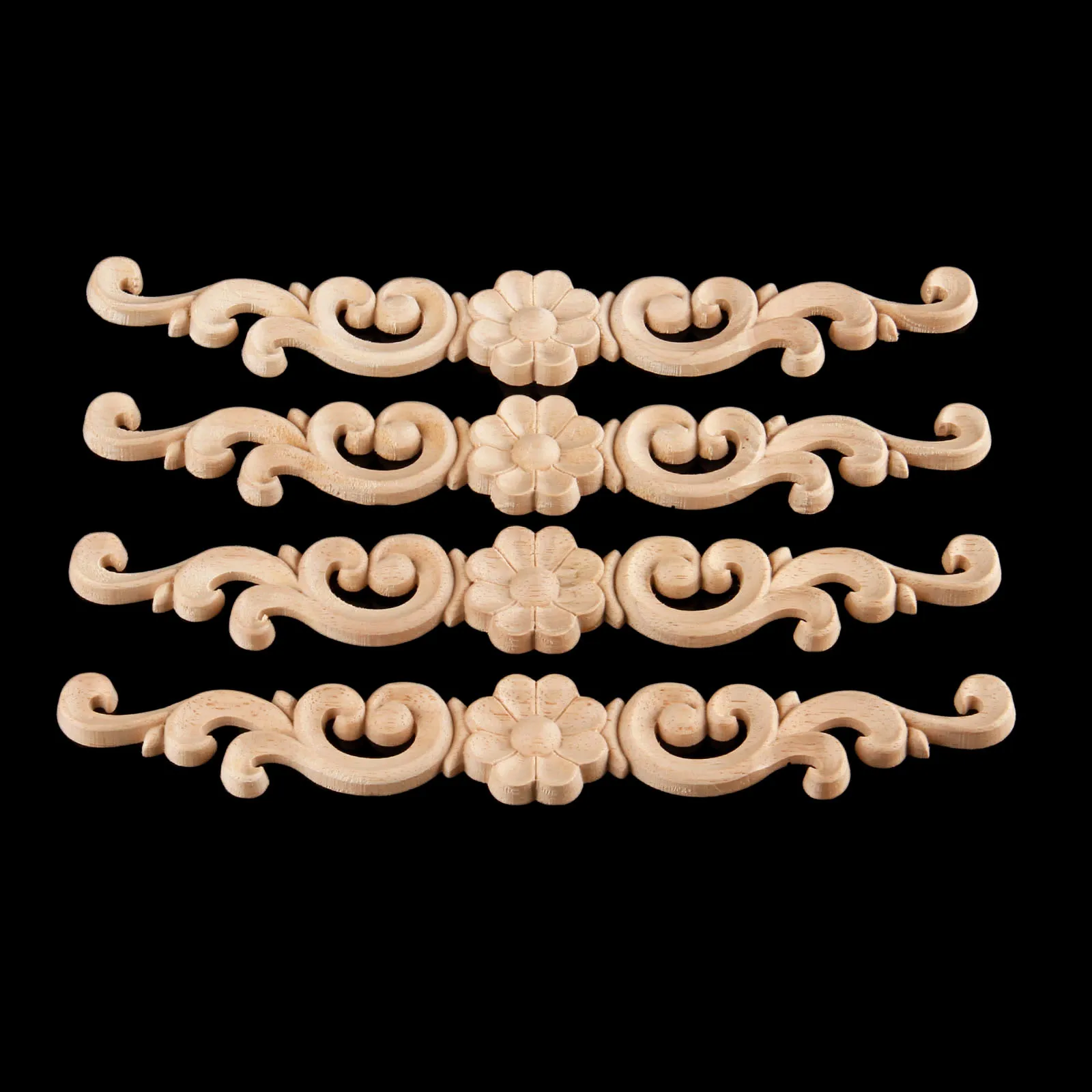 Chinese Dragon Wood Carved Appliques – Set Of 3 Carved Wood Decals For Furniture, Doors, Wall Decor