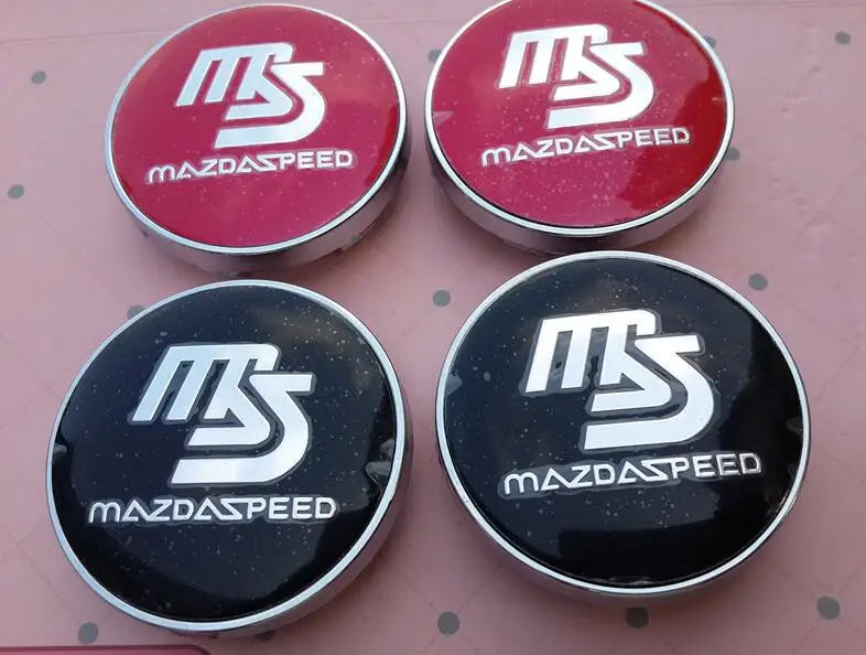 

4pcs 56.5mm 60mm MS MAZDASPEED Car emblem Wheel Center Hub Cap wheel Badge covers sticker Car styling for 2 3 5 6 CX7 CX9