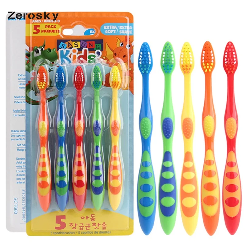 Zerosky 5 шт./компл. Зубная щётка Мягкая зубная Кисточки для Для детей Гигиена полости
