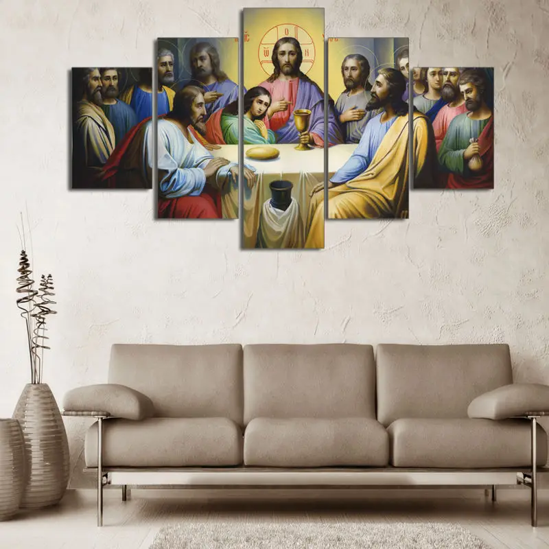 5 Panel The Last Supper Modern Décor Wall Art Canvas HD Print