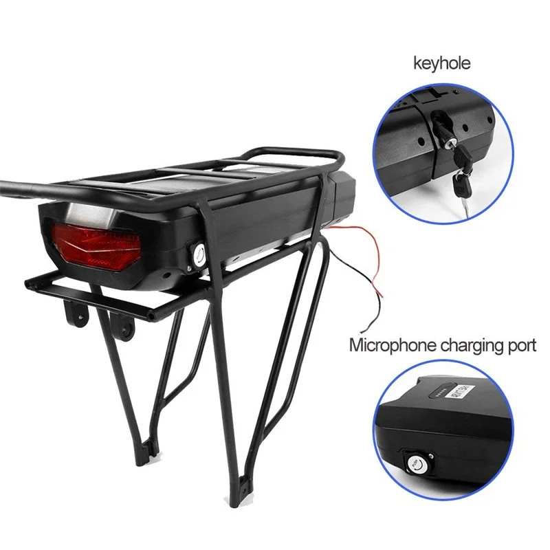 Best Electric Bicycle 48V 17.5Ah Rear Rack Battery Pack For eBike with Luggage Hanger Taillight USB Port US/EU/AU/UK E Bike Charger 2