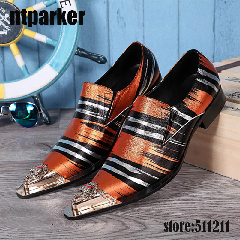 ntparker POP Rock Fashion Men s Leather Dress Shoes Handmade Ponited Iron Toe Designer s Business Leather Shoes EU38 46 AliExpress