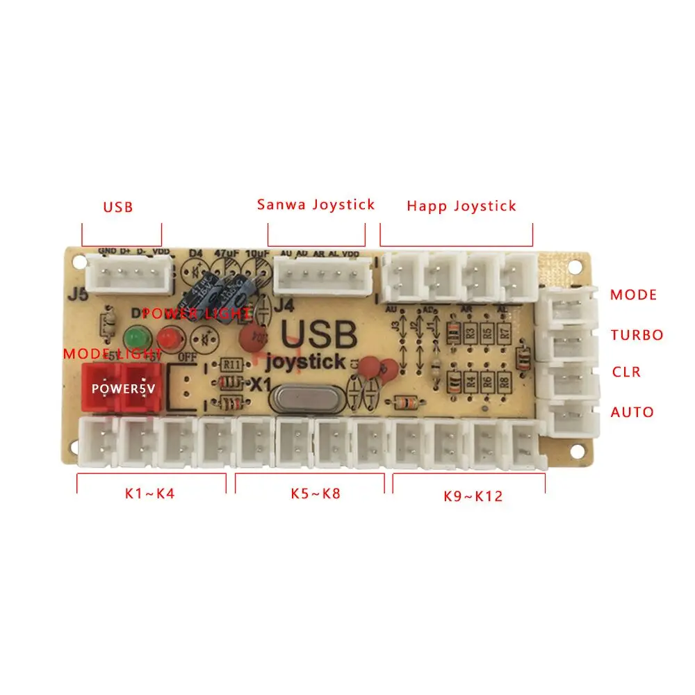 SJ@ JX Аркада USB кодер бой палка Raspberry Pi джойстик Кнопка PC MAME Ретро пирог Нулевая задержка USB 5 в кодер доска