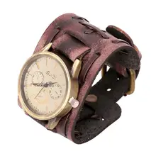 

Getsjewels Hand Made Braid Genuine Leather Punk Rock Watch Bracelet Jewelry for Men Gift LJW0001