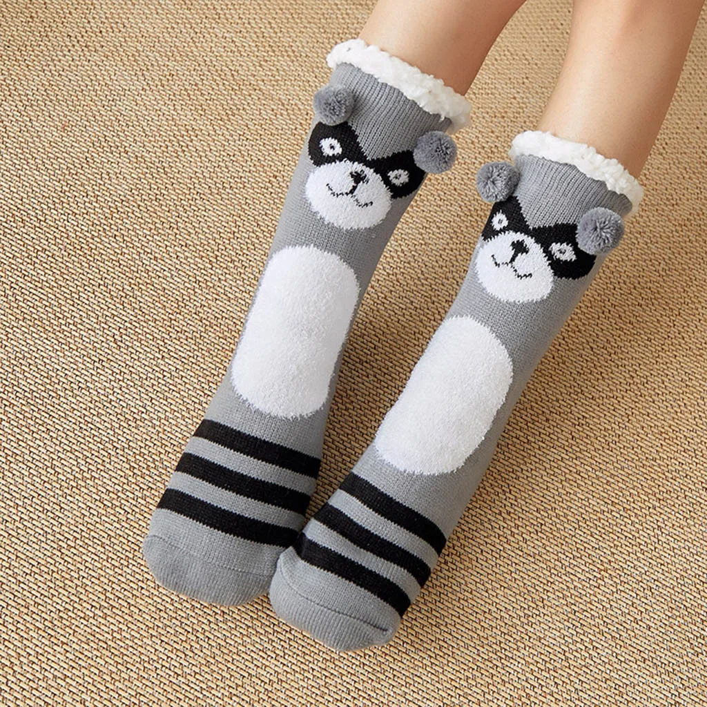 JAYCOSIN/новые зимние носки из полиэстера, милые носки средней длины, носки для отдыха с пингвином, собачкой, Нескользящие милые женские носки 9031524 - Цвет: B