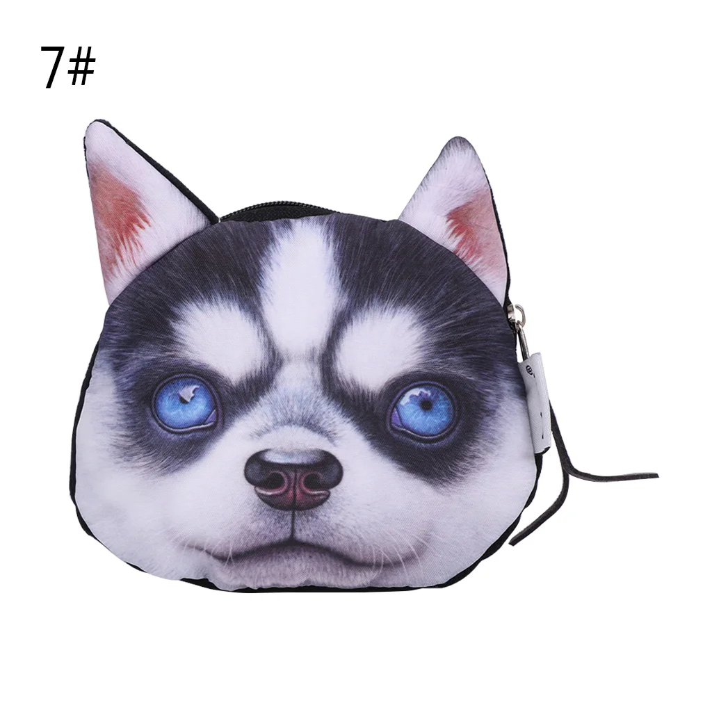 

2019 New 3D Cute Wallet Bag Animal Face Zipper Mini Cat Dog Coin Purses Dog Purse