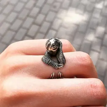 

Vintage Retro Adjustable Sloth rings Bat jewelry