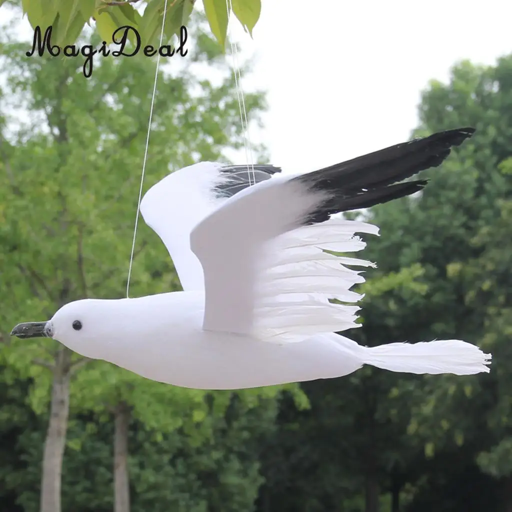 Wall Hanging Decor Feathered Foam Seagull Birds Wall Sculpture Tree Decor Ornament Figurines Miniatures Statue Craft