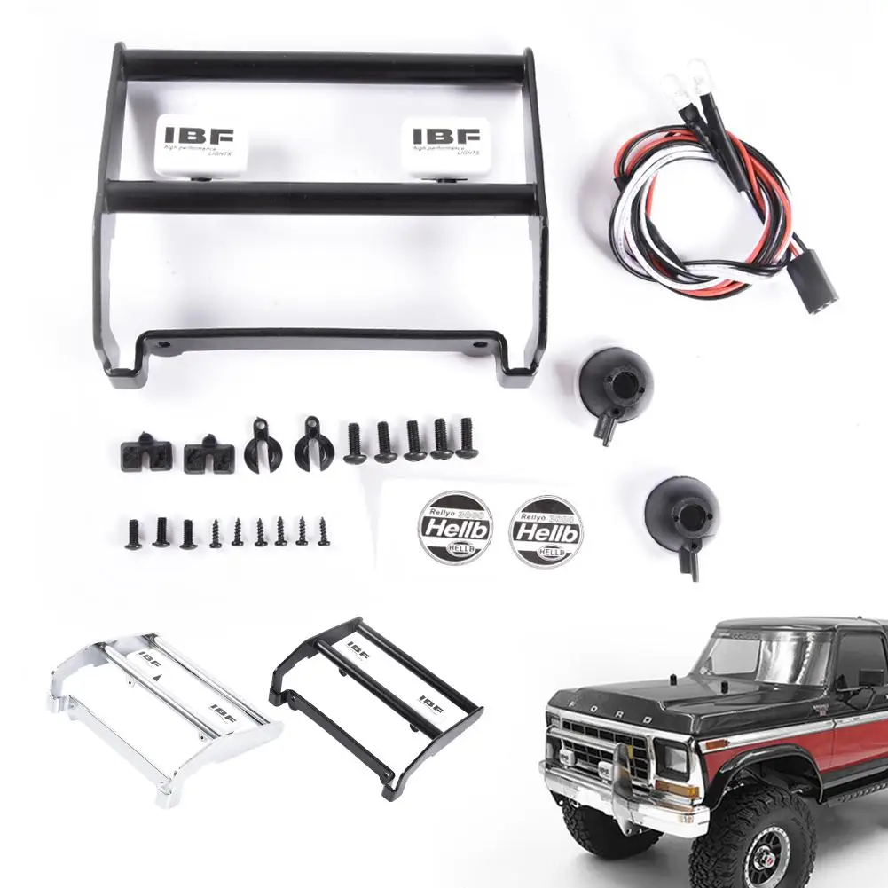 

Stainless Steel Front Metal Bumper with LED Anti Collision Bumper Remote Control Crawler for Ford Traxxas TRX4 Bronco 82046-4
