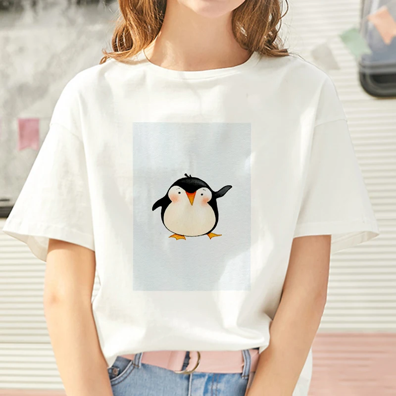 

T-shirt Femme kawaii penguin Printed Summer Thin Section Tops Female Clothing T shirt Women Harajuku White Short Sleeve Tshirt