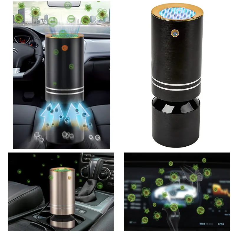 3 in 1 Negative ion Car Air Purifier HEPA Filter Car Active Carbon Filter Air Purifying Machine USB Car Air freshener Super Mute