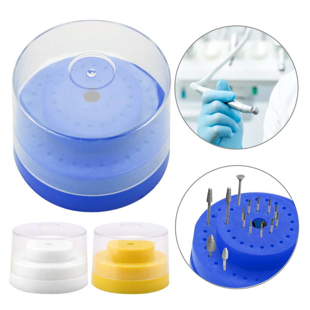 60 Holes Slots Round Plastic Bur Holder Burs Block Case Box Diamond Bur