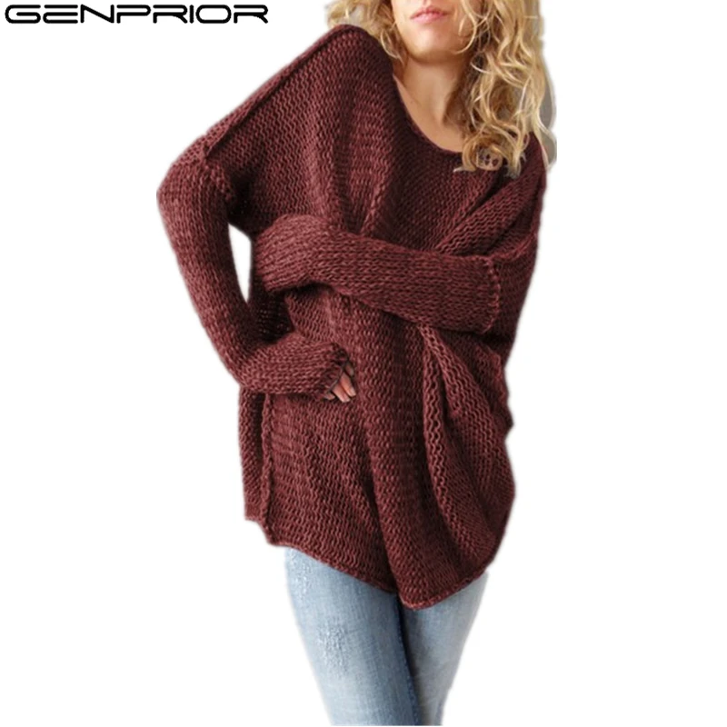 GENPRIOR 2017 Autumn Winter Women New Knit Warm Loose Sweater Thick ...