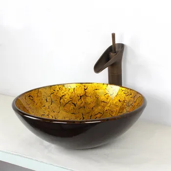

Glass washbasin art basin Creative European retro above counter basin Bathroom washbasin cabinet LO627430