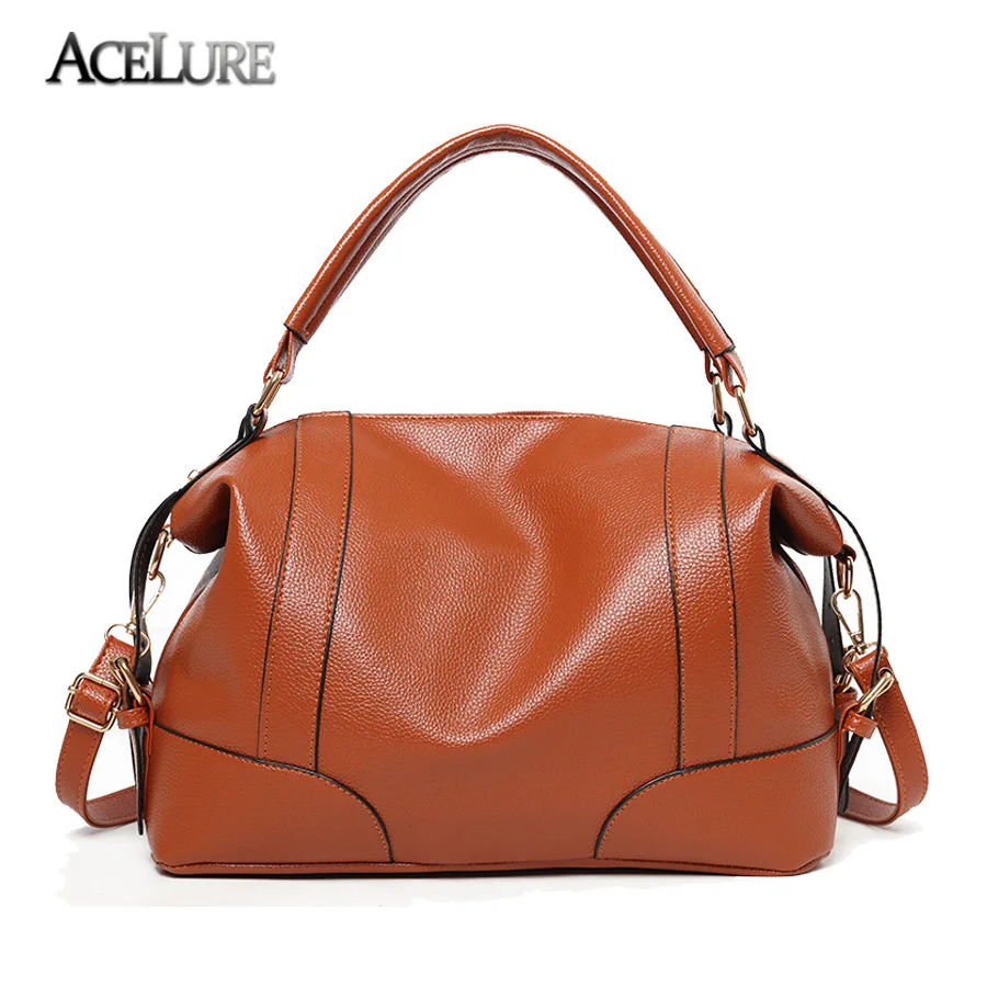 

ACELURE Vintage Women's Handbags Fashion Solid Color Shoulder Bags Ladies Totes Bags Simple Pu Leather Ladies Messenger Bags