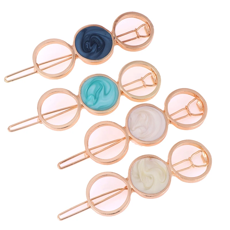 Women Acetate Round Star Alloy Hair Clip Headwear Hair Ornament Headband Hairpin Barrette Fashion Hair Accessories 4 Colors