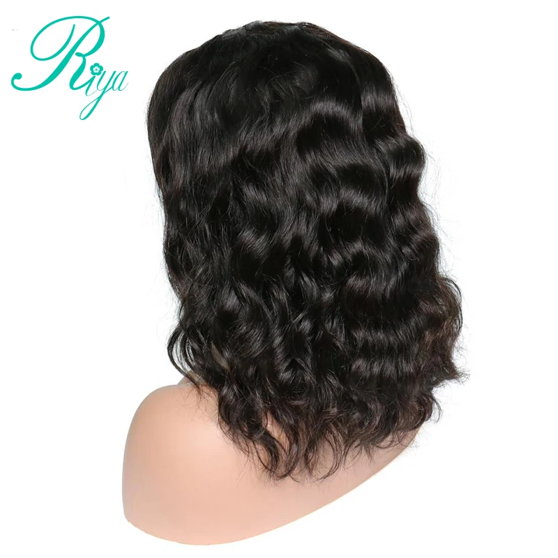 Riya Hair Короткие 13x6 человеческие волосы на кружеве парики предварительно сорванные с Детские волосы волнистые бразильские волосы remy волосы на кружеве Боб Парики 1"-14"