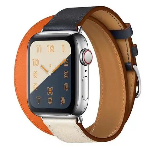 

newest Extra Long Genuine Leather Double Tour loop band for Apple Watch Series4 3 2 1 38mm 42mm 40mm 44mm for iwatch strap