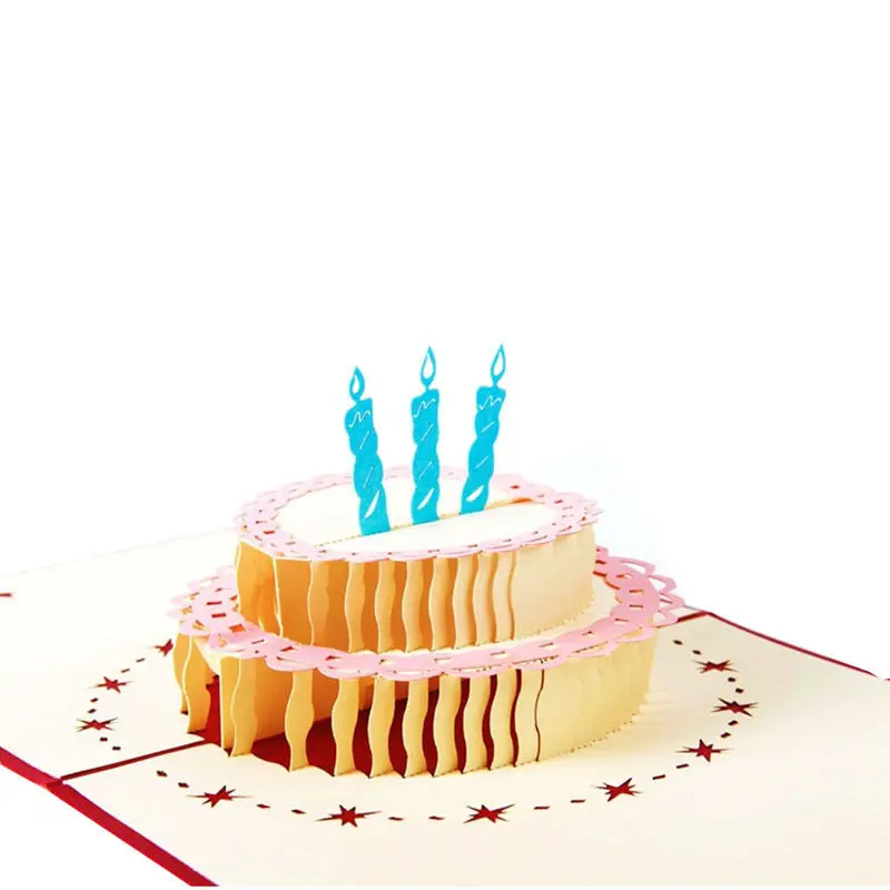  Happy Birthday Card 3D Pop up Blank Birthday Cake Laser Cut Vintage Invitations Cards for Kids/Adul - 32901290163