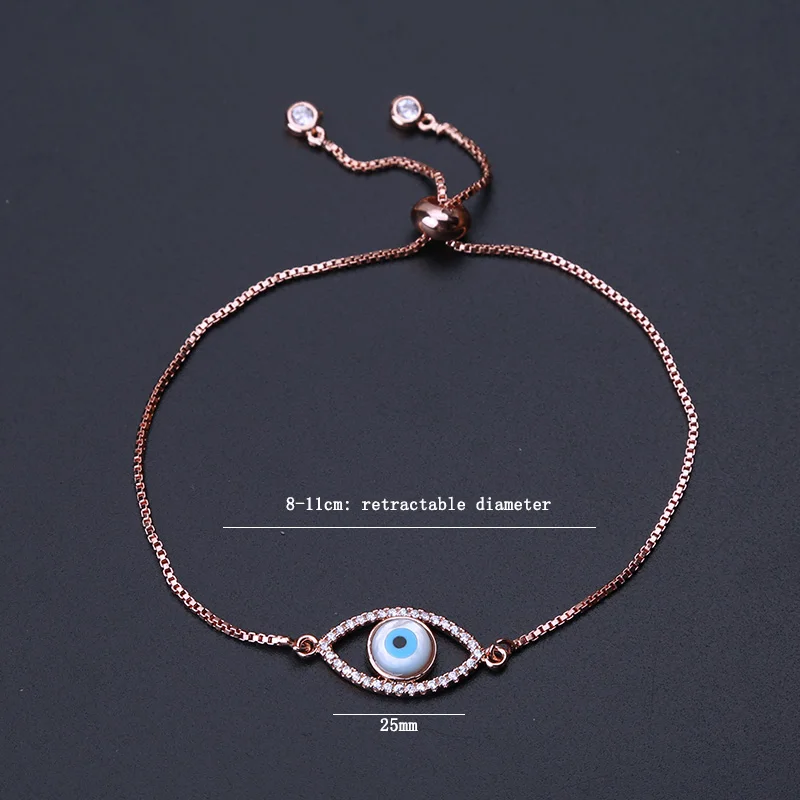 1pc turkey shell evil eye charms slide copper box chain bracelet