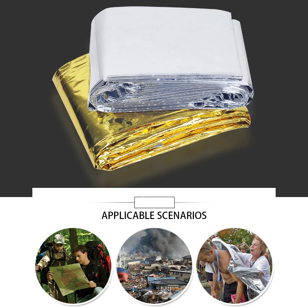 Folding Emergency Blanket 210cm*130cm/210cm*140cm/210*160cm Silver/Gold Survival Rescue Shelter Outdoor Camping Keep Warm