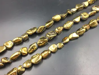 

Gold Quartrz Nugget Beads Tumbled Quartz Beads Strand Polished Metalic Quartz Crystal Nuggets Chunky Gemstone Beads 15.5" Strand
