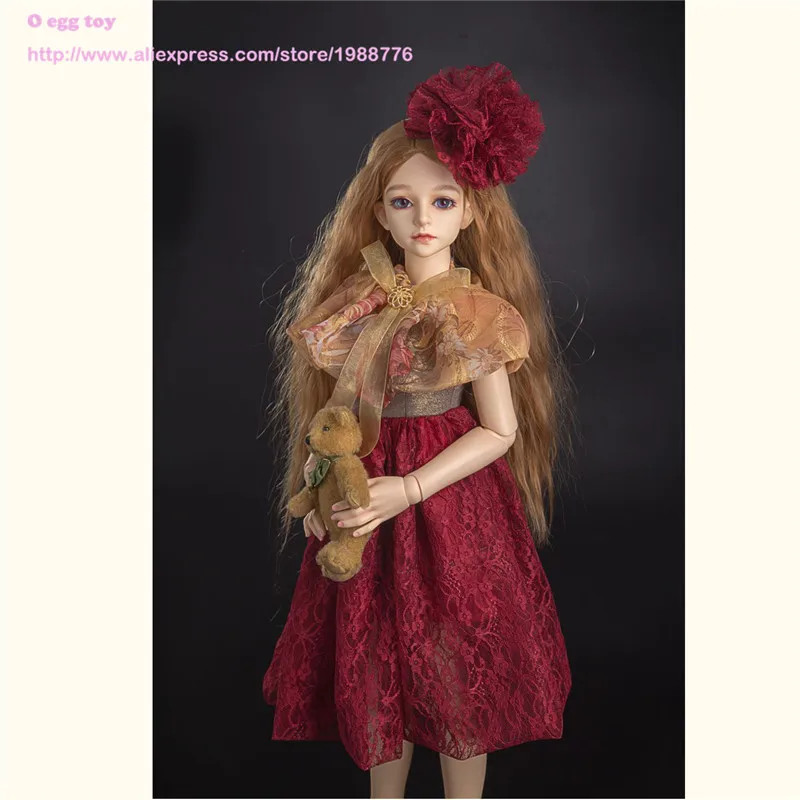 Vintage Lace Dress for 1 3 1 4 BJD doll rosy western style princess dress with