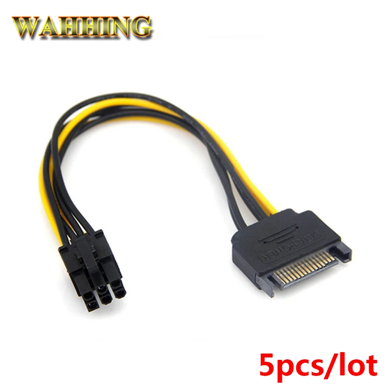 

5pcs 15Pin SATA to 6Pin Power Cable Adapter Connector 6P PCI-E PCI Express Adapter Graphics Video Card Converter Cable HY981