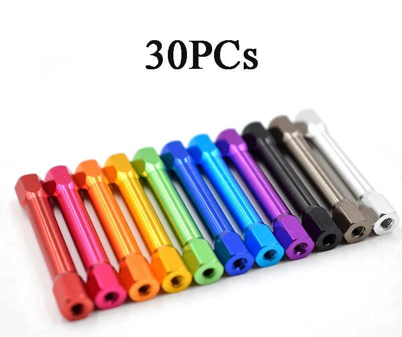 

30PCs M3 Aluminum Standoff M3*10-45 Hex Spacer Column Pillar Connector Post Round Section Lightweight Knurled DIY FPV Quad Drone