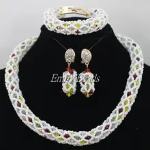 Новые африканские Высокое качество костюмы jewelries Наборы для ухода за кожей нигерийской свадьбы кристалл Бусины Ювелирные наборы aij453