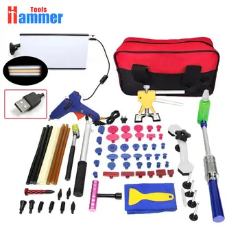 

Paintless Hail Repair Dent Puller Lifter PDR KING Tools T Bar Damage Removal Glue Kit led lamp