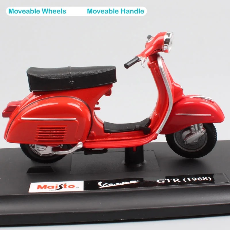 Детский 1/18 масштаб, винтажный maisto Piaggio Vespa GTR 1968 125, Моторный Скутер, мотоцикл, литая игрушка, модель для мальчика, коллекция