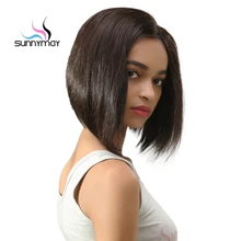 Sunnymay Peruvian Remy Short Bob Lace Front Human Hair Wigs Straight Glueless Cut Short Wig for Black Women With Baby Hair 14″