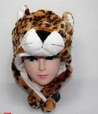 leopard Для взрослых и детей, вечерние плюшевые меховые шапки с рисунками животных из мультфильмов, теплая зимняя Защитная шапка для ушей, теплые шапочки, головные уборы - Цвет: leopard