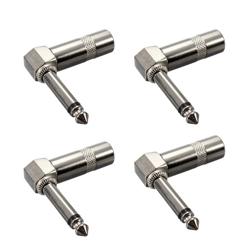 

4pcs 1/4 Inch 6.35mm Jack Right Angle Male Mono Plug L-shape Connector For Guitar Audio